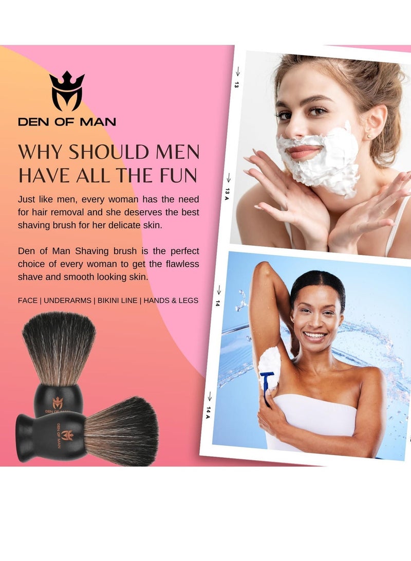 DEN OF MAN Jumbo 27mm Knot Premium Cruelty Free Imitation Badger Hair Shaving Brush, Soft & Ultra Absorbent Bristles For Smooth Shave, Real Rosewood Handle (Pack of 2) - Image 3