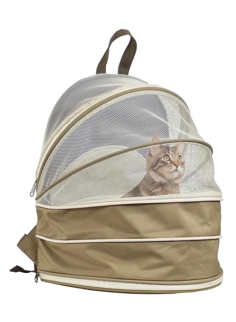 NNC PETS Pet carrier bag with Adjustable strap, Mesh window, Lightweight and Travel-friendly pet bag, 48 cm Expandable pet backpack for small cats & dogs, Foldable, Durable zipper, and Removable mat (Beige) - Image 1