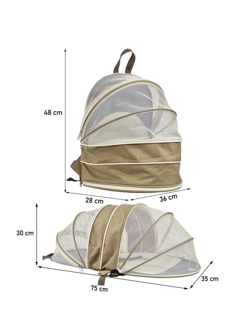 NNC PETS Pet carrier bag with Adjustable strap, Mesh window, Lightweight and Travel-friendly pet bag, 48 cm Expandable pet backpack for small cats & dogs, Foldable, Durable zipper, and Removable mat (Beige) - Image 2