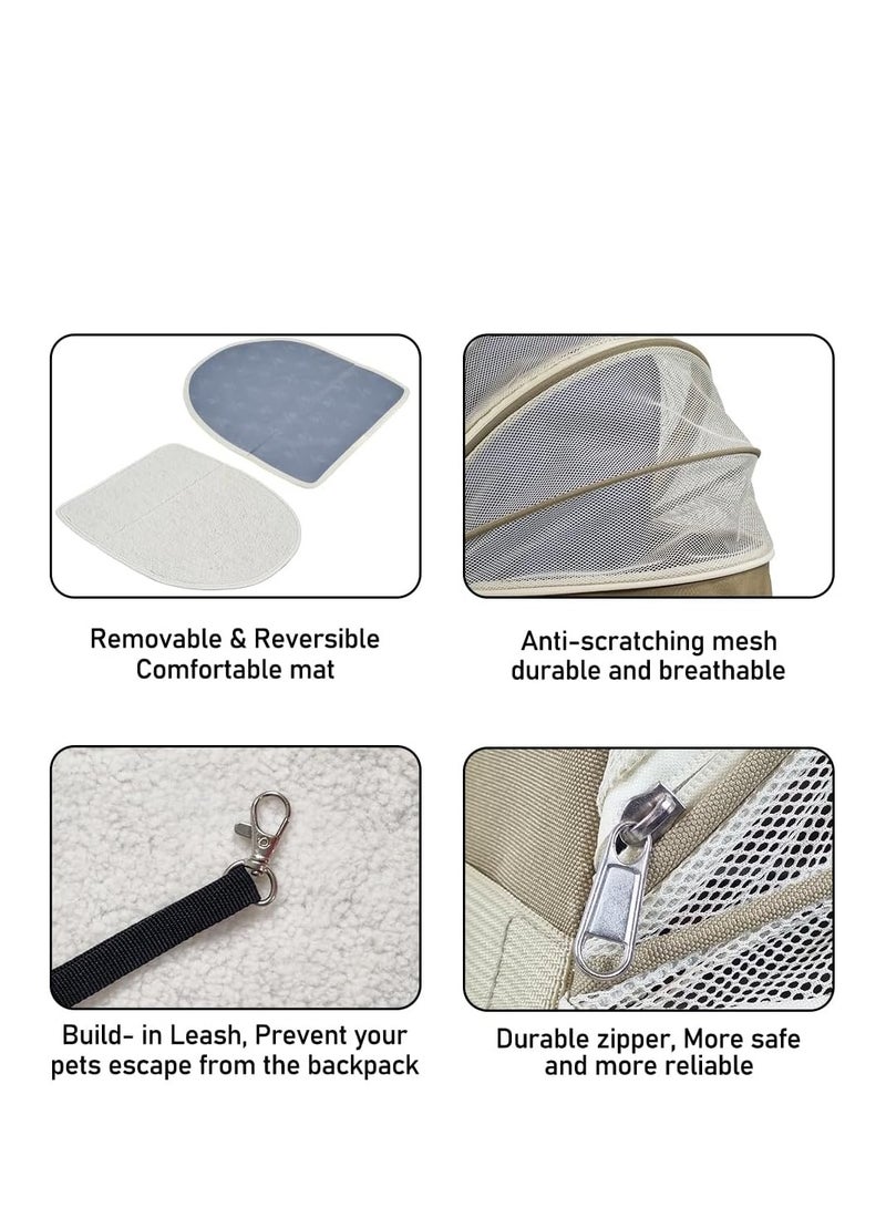 NNC PETS Pet carrier bag with Adjustable strap, Mesh window, Lightweight and Travel-friendly pet bag, 48 cm Expandable pet backpack for small cats & dogs, Foldable, Durable zipper, and Removable mat (Beige) - Image 3