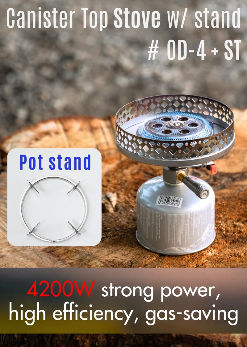 camping moon CAMPINGMOON Portable Camping Canister Top Stove with Pot Stand OD-4/OD-4-ST - Image 2