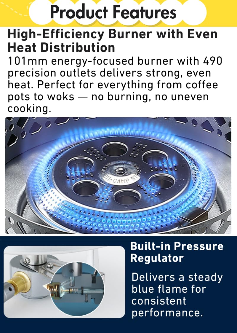 camping moon CAMPINGMOON Portable Camping Canister Top Stove with Pot Stand OD-4/OD-4-ST - Image 3