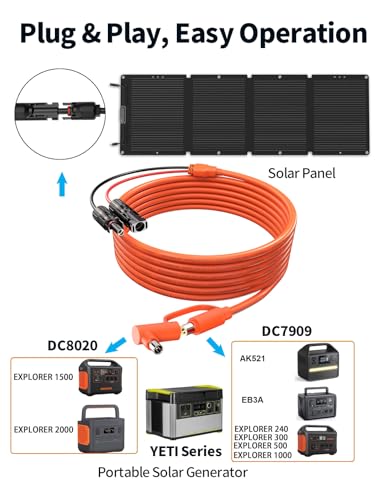 Tonton Solar Connector to DC 8mm Adapter Cable, 2M 6FT 12AWG+14AWG Solar Cable with DC8020/7909 for Jackery Explorer 160 240 500 1000 GZ Yeti BLUETTI Portable Power Station, Solar Generator, Solar Panel - Image 2