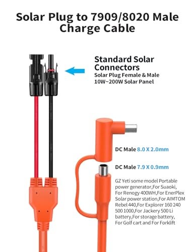 Tonton Solar Connector to DC 8mm Adapter Cable, 2M 6FT 12AWG+14AWG Solar Cable with DC8020/7909 for Jackery Explorer 160 240 500 1000 GZ Yeti BLUETTI Portable Power Station, Solar Generator, Solar Panel - Image 4