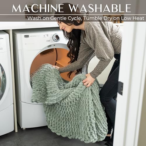 Samiah Luxe Chunky Knit Blanket Throw 50x60", Brown Chenille Chunky Knit Throw Blanket for Living Room Decor or Boho Decor, Thick Yarn Knitted Blankets for Couch or Bed, Cable Knitted Crochet Blankets - Image 4