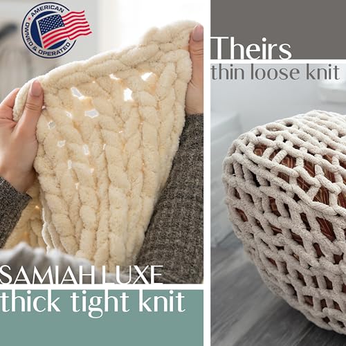 Samiah Luxe Chunky Knit Blanket Throw 50x60", Brown Chenille Chunky Knit Throw Blanket for Living Room Decor or Boho Decor, Thick Yarn Knitted Blankets for Couch or Bed, Cable Knitted Crochet Blankets - Image 2