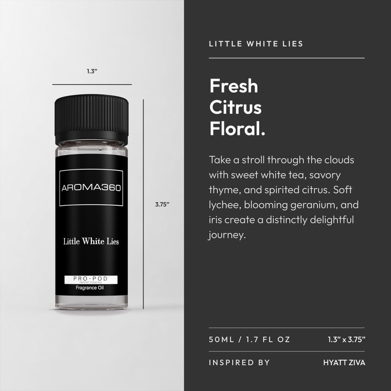 AROMA360 Little White Lies Pro-Pod Oil Blend - Hotel Inspired for Luxury Essential Oil Diffusers - Aromatherapy Scent Diffuser Oil - White Tea, Thyme, and Vetiver - 50 mL, 1.7 fl oz - Image 3