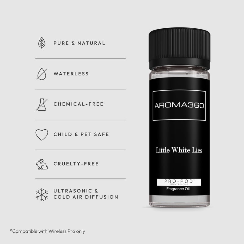 AROMA360 Little White Lies Pro-Pod Oil Blend - Hotel Inspired for Luxury Essential Oil Diffusers - Aromatherapy Scent Diffuser Oil - White Tea, Thyme, and Vetiver - 50 mL, 1.7 fl oz - Image 2