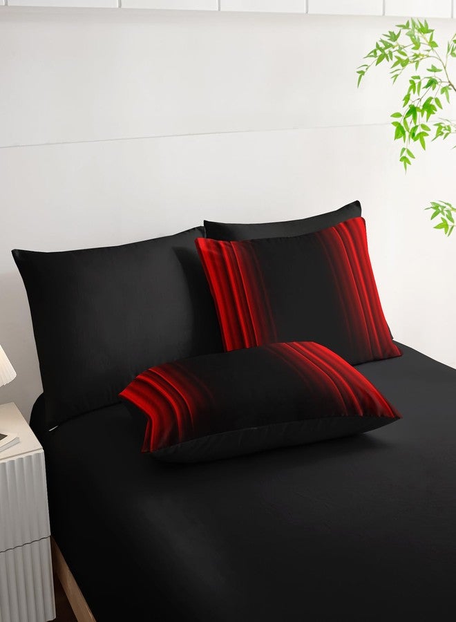 Nttopship Red and Black Bedding Set Queen Size Abstract Ombre Comforter Set Bedding Set 7 Piece in A Bag,Dark Quilt Set Mordern Art Decor All Seasons with Pillowcases,Flat, Fitted Sheet - Image 5