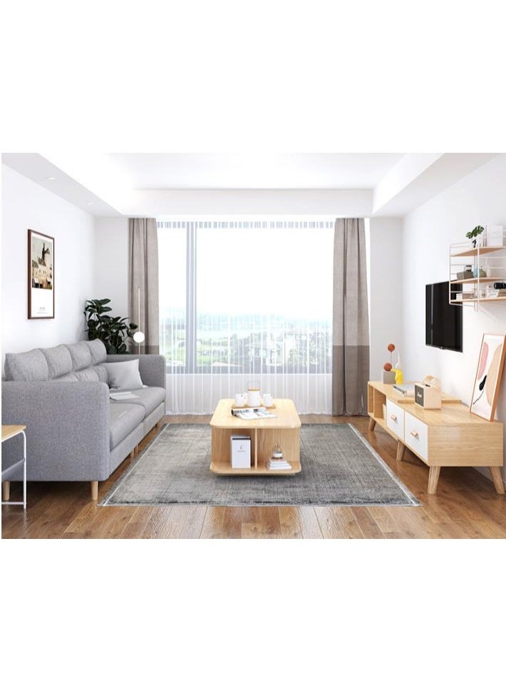 جولدن طاولة وحدة تحكم تلفزيون مع مساحة تخزين، مركز ترفيهي خشبي حديث مع درجين، حامل تلفزيون ريترو، يمكن أن يستوعب أجهزة تلفزيون حتى 65 بوصة، غرفة معيشة (100 * 30 * 49 سم) - Image 3