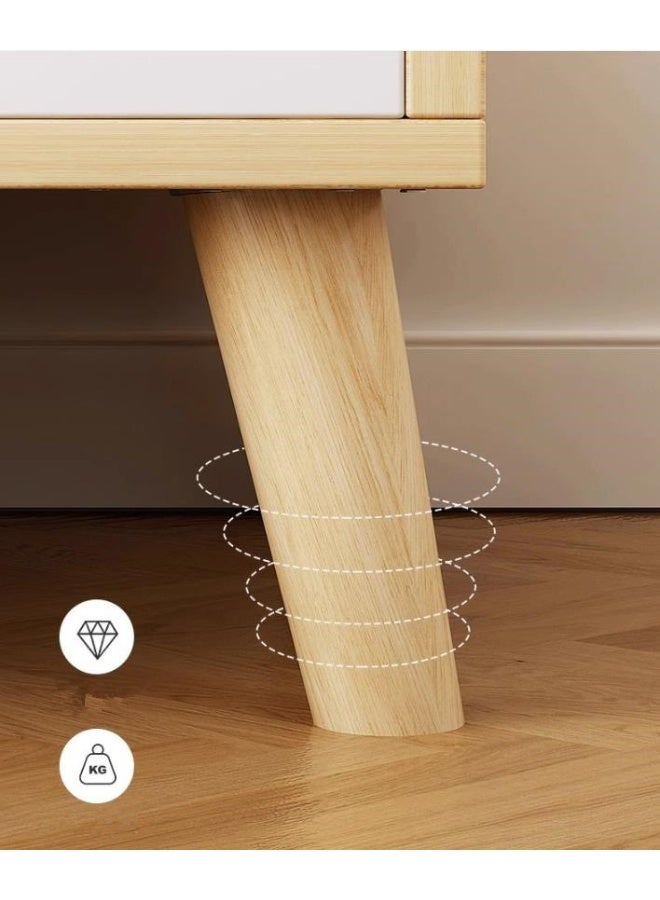 جولدن طاولة وحدة تحكم تلفزيون مع مساحة تخزين، مركز ترفيهي خشبي حديث مع درجين، حامل تلفزيون ريترو، يمكن أن يستوعب أجهزة تلفزيون حتى 65 بوصة، غرفة معيشة (100 * 30 * 49 سم) - Image 4