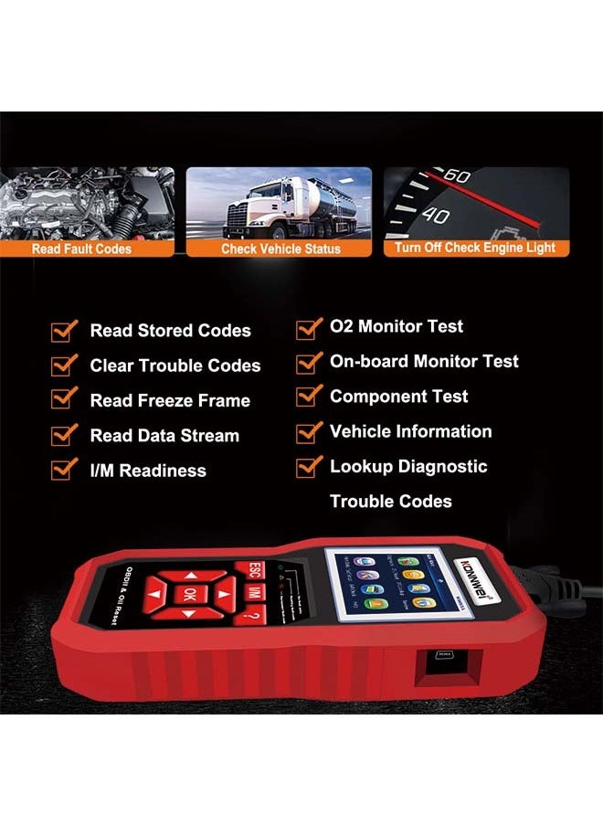 KONNWEI KW851 Automotive OBD Diagnostic Scanner + Maintenance Light Reset Tool for Car Maintenance and Resetting - Multifunctional Diagnostic and Resetting Device for Vehicle Maintenance