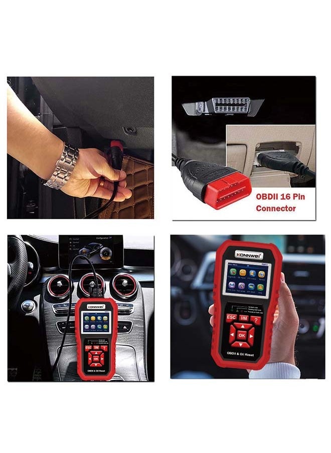 KONNWEI KW851 Automotive OBD Diagnostic Scanner + Maintenance Light Reset Tool for Car Maintenance and Resetting - Multifunctional Diagnostic and Resetting Device for Vehicle Maintenance
