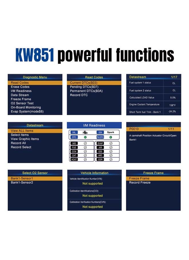 KONNWEI KW851 Automotive OBD Diagnostic Scanner + Maintenance Light Reset Tool for Car Maintenance and Resetting - Multifunctional Diagnostic and Resetting Device for Vehicle Maintenance