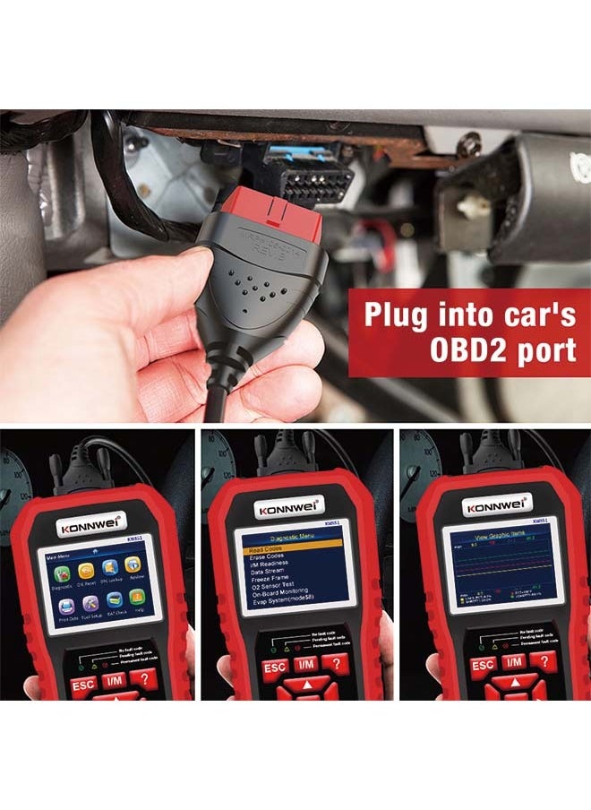 KONNWEI KW851 Automotive OBD Diagnostic Scanner + Maintenance Light Reset Tool for Car Maintenance and Resetting - Multifunctional Diagnostic and Resetting Device for Vehicle Maintenance