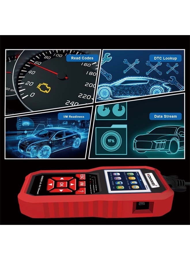 KONNWEI KW851 Automotive OBD Diagnostic Scanner + Maintenance Light Reset Tool for Car Maintenance and Resetting - Multifunctional Diagnostic and Resetting Device for Vehicle Maintenance
