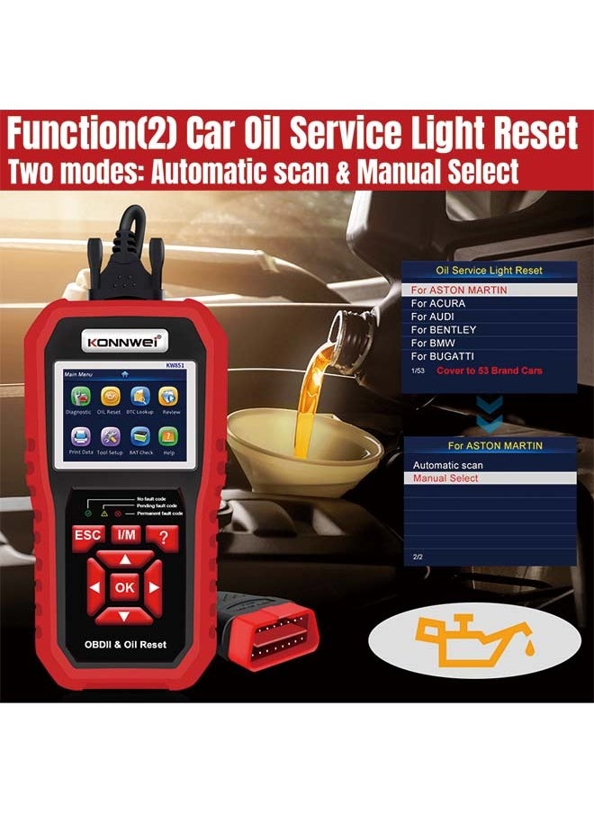 KONNWEI KW851 Automotive OBD Diagnostic Scanner + Maintenance Light Reset Tool for Car Maintenance and Resetting - Multifunctional Diagnostic and Resetting Device for Vehicle Maintenance