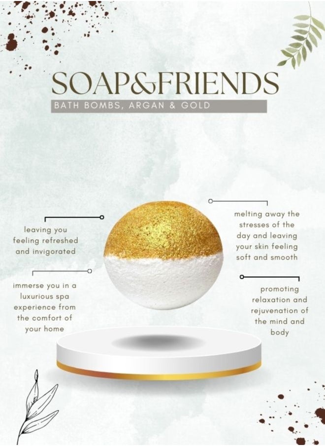 Soap&Friends Soap&Friends Argan Gold Bath Bomb 110g – Fizzy Bath Bomb with Argan Oil for Relaxation & Glowing Skin, 110g  - Image 3