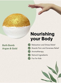Soap&Friends Soap&Friends Argan Gold Fizzy Bath Bomb Luxurious Spa Experience, 110g  - Image 4
