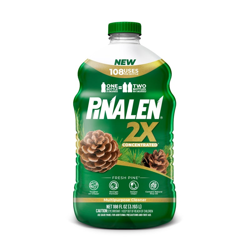 PINALEN منظف متعدد الاستخدامات بتركيز 2X ماكس أرومات من بينالين - رائحة الصنوبر المنعشة - 108 أونصة سائلة - منظف لجميع الأغراض للمطبخ، الحمام، الأرضيات والهواء الطلق - Image 1