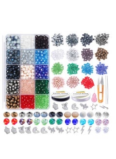 Grab Mantra Glass Diamond Shape Crystal Pearls Spacer Beads Kit With Metal Cutter And Jewelry Making String For Bracelet Necklaces  Earrings  Household Decorations  - Image 1
