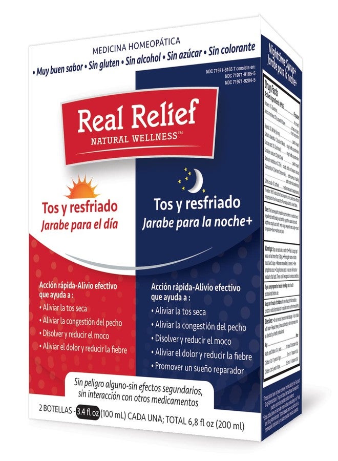 Real Relief Natural Wellness Cough and Cold Syrup Combo Pack Daytime Formula and Nighttime Formula, 2 x 3.4 Fl Oz - Image 2