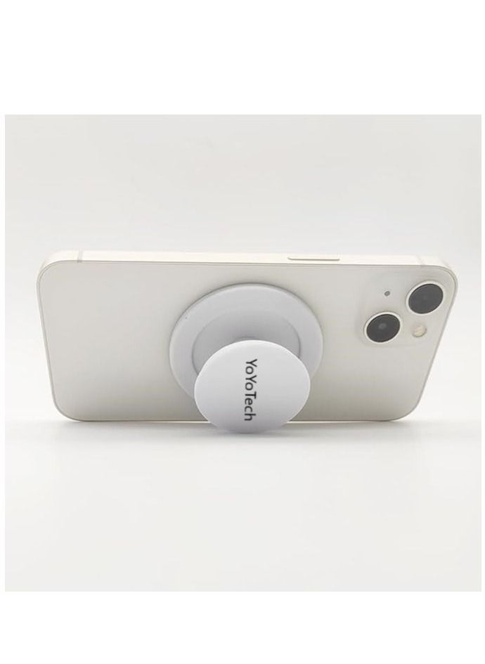 YoYoTech POP MAG Grip Magnetic Phone Holder for Phone and Tablets with Expanding Kickstand Function Swappable Top Magnetic Mobile Phone Holder White  - Image 2