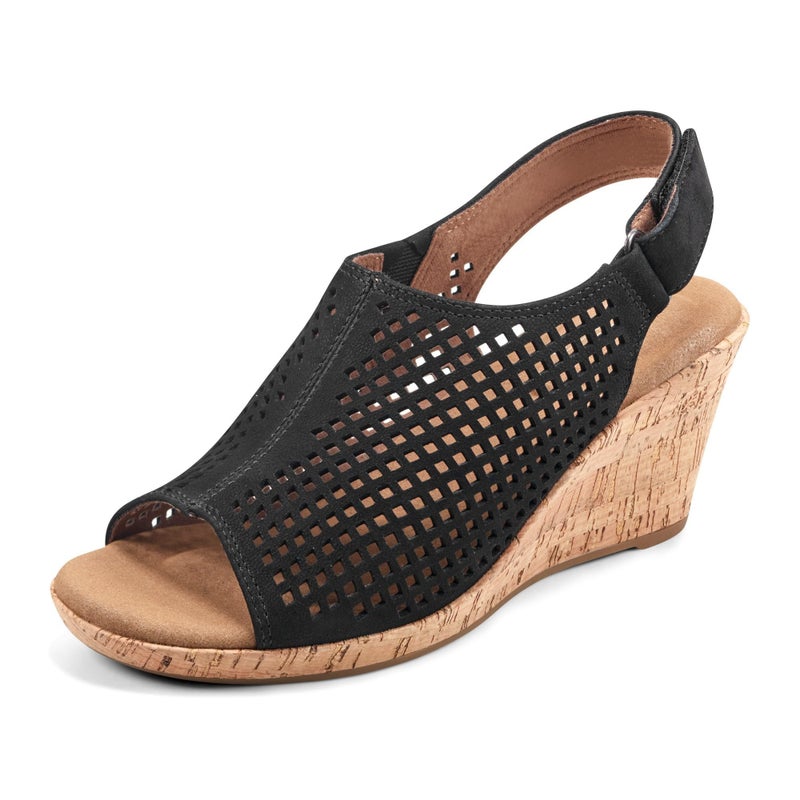 Rockport Women's BRIAH PERF SLING Sandal, Black Nubuck, 8 M US - Image 1