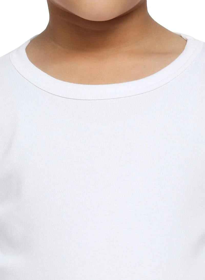 بي واي سي طقم ملابس داخلية حرارية شتوية قطنية مريحة للبشرة للأولاد أبيض