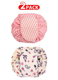 MARGOUN 2 Pack Drawstring Lazy Cosmetic Travel Bag Women Makeup Bag for Travel and Household to Storing Cosmetics  - Image 1