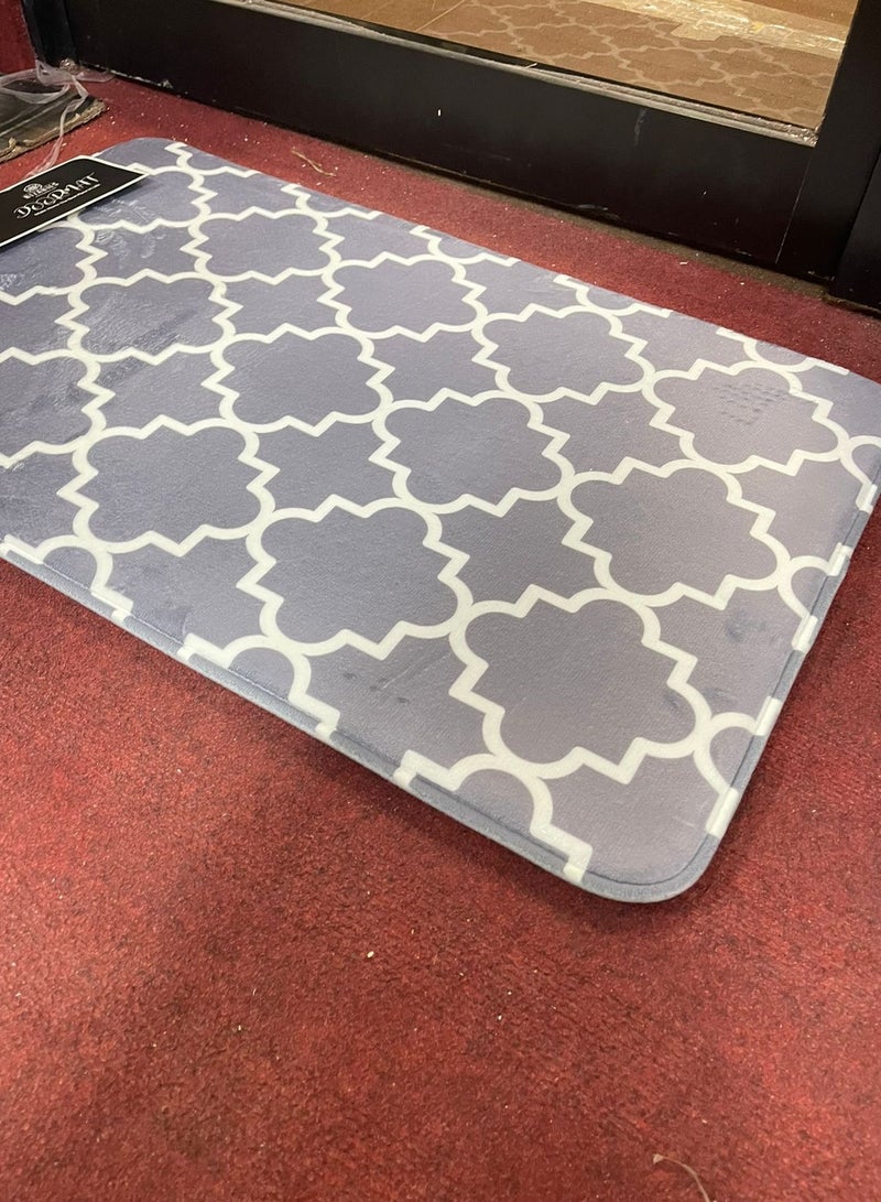 ريزاريز سجادة باب سوبر سوفت رمادي وأبيض، مانعة للانزلاق قابلة للغسل، 50 × 80 سم - Image 4