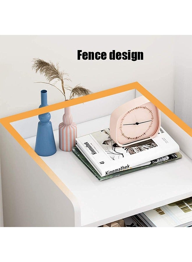  CityRiya-Long طاولة بجانب السرير طاولة منضدة بيضاء 60 * 40 * 60 سم خزانة بجانب السرير الحديثة طاولة جانبية وطاولة غرفة المعيشة مع درجين طاولة تخزين متعددة الوظائف لغرفة النوم وغرفة المعيشة - Image 4