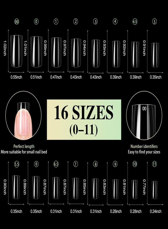 Cycullinyt 320Pcs Square Soft Gel Nail Tips, Sculpted Square Medium Nails, 16 Sizes Full Cover Acrylic Fake Nails Clear False Nail Extension for Beginner and Professional Home Salon DIY - Image 5
