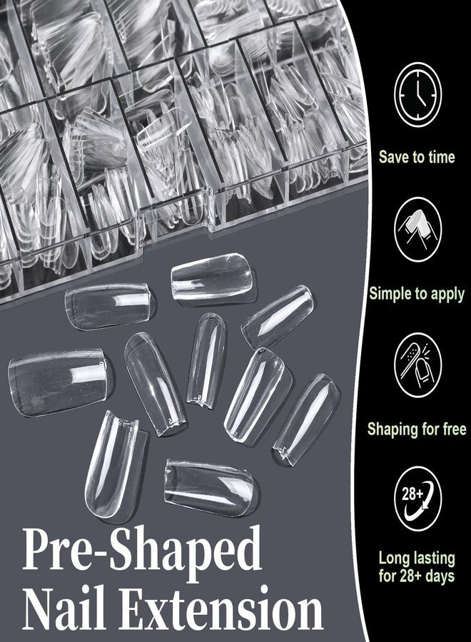 Cycullinyt 320Pcs Square Soft Gel Nail Tips, Sculpted Square Medium Nails, 16 Sizes Full Cover Acrylic Fake Nails Clear False Nail Extension for Beginner and Professional Home Salon DIY - Image 3