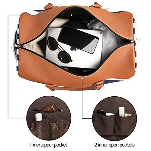 Bosidu Weekender Bags for Women Canvas Travel Duffel Bags with Shoe compartment Overnight Carry On Large Duffle Bag for Travel Business Trip Gym Sport Daily use - Image 5