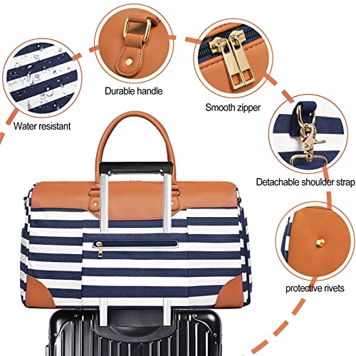 Bosidu Weekender Bags for Women Canvas Travel Duffel Bags with Shoe compartment Overnight Carry On Large Duffle Bag for Travel Business Trip Gym Sport Daily use - Image 4