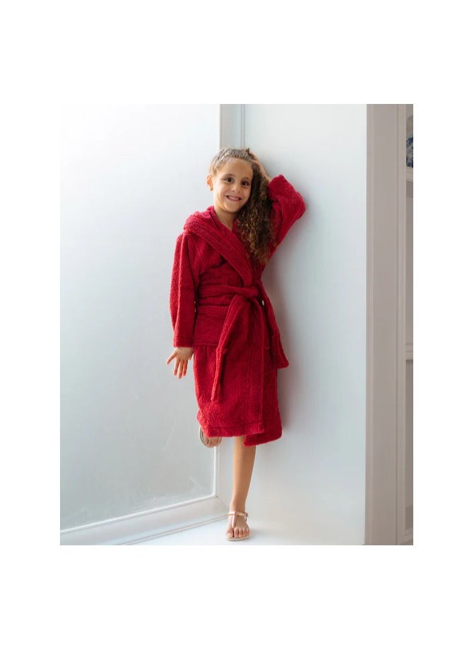 Generic Kids Bathrobe 100% Cotton (burgundy) (8 years)  - Image 1