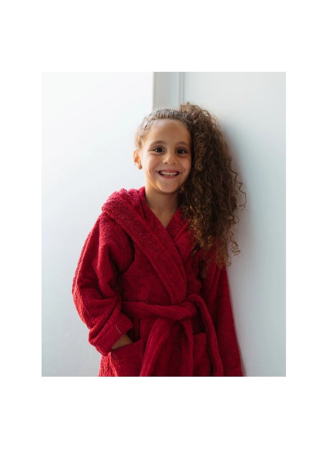 Generic Kids Bathrobe 100% Cotton (burgundy) (8 years)  - Image 3