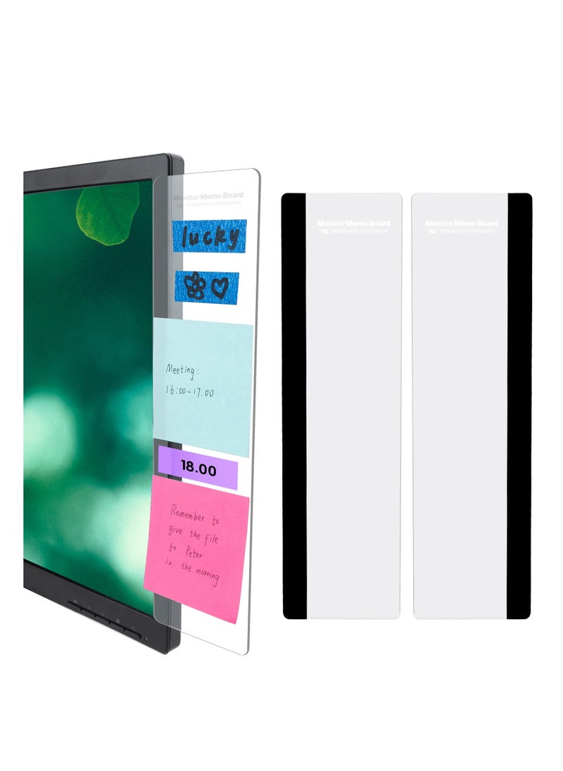 Excefore Monitor Memo Board, 2 Pcs Multifunction Computer Monitor Memo Board Transparent Acrylic Side Panel Sticky Note Board Left and Right Computer Note Board Suitable for Women Work Form Home Office  - Image 1