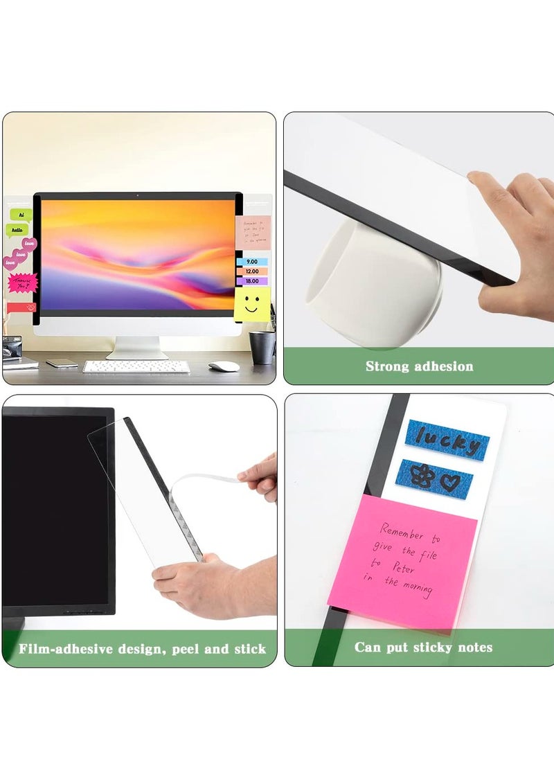 Excefore Monitor Memo Board, 2 Pcs Multifunction Computer Monitor Memo Board Transparent Acrylic Side Panel Sticky Note Board Left and Right Computer Note Board Suitable for Women Work Form Home Office  - Image 4
