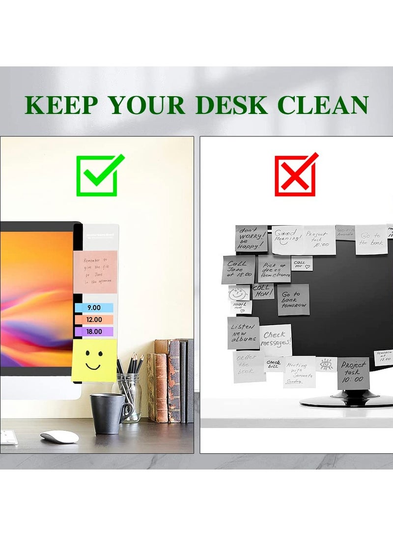 Excefore Monitor Memo Board, 2 Pcs Multifunction Computer Monitor Memo Board Transparent Acrylic Side Panel Sticky Note Board Left and Right Computer Note Board Suitable for Women Work Form Home Office  - Image 2