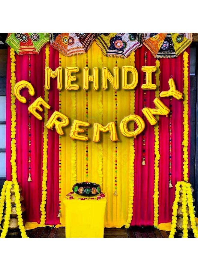 Propsicle (Pack of 14) 16" Inch Golden Letter Mehndi Ceremony Bride To Be Wedding Balloon Bachelorette Bridal Shower Party Mehendi Ceremony Decoration(Foil) - Image 4