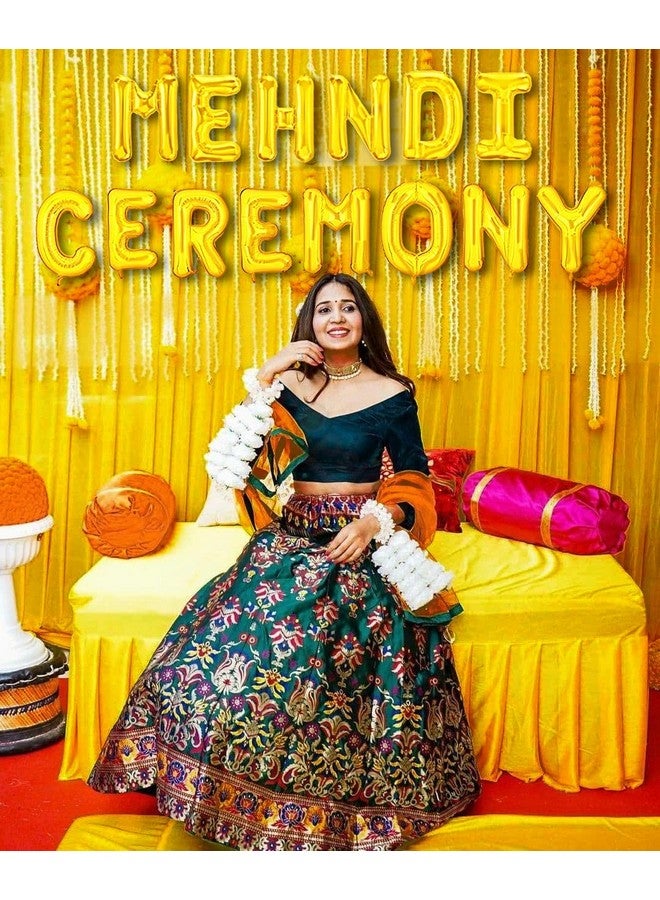 Propsicle (Pack of 14) 16" Inch Golden Letter Mehndi Ceremony Bride To Be Wedding Balloon Bachelorette Bridal Shower Party Mehendi Ceremony Decoration(Foil) - Image 3