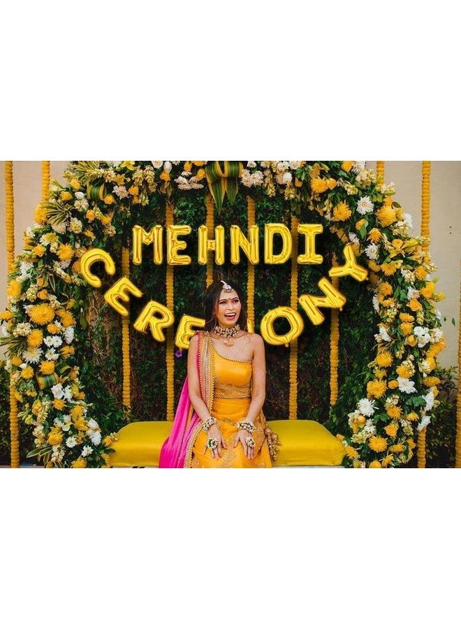 Propsicle (Pack of 14) 16" Inch Golden Letter Mehndi Ceremony Bride To Be Wedding Balloon Bachelorette Bridal Shower Party Mehendi Ceremony Decoration(Foil) - Image 2