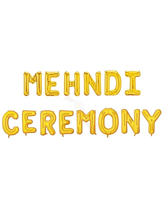 Propsicle (Pack of 14) 16" Inch Golden Letter Mehndi Ceremony Bride To Be Wedding Balloon Bachelorette Bridal Shower Party Mehendi Ceremony Decoration(Foil) - Image 1
