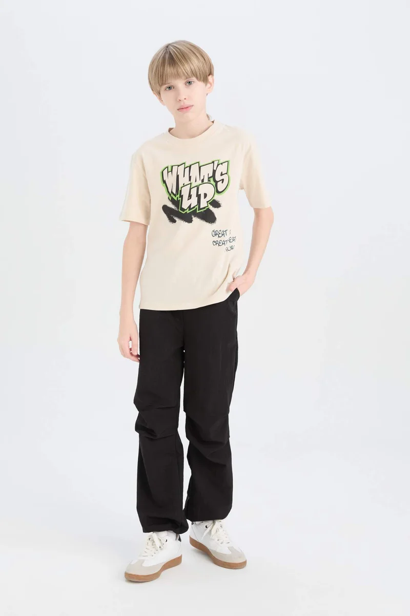 ديفاكتو Boy Crew Neck Printed Short Sleeve T-Shirt