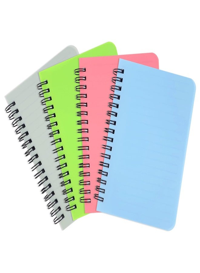KTOJOY Spiral Notebook 4 Pack Small Pocket Notebook 4.1''x5.9'' A6 Mini Journal Plastic Hardcover Ruled Notebook 4 Color 480 Pages for School Work and Aesthetic Gift Office Supplies for Teen Girls,Boys - Image 1