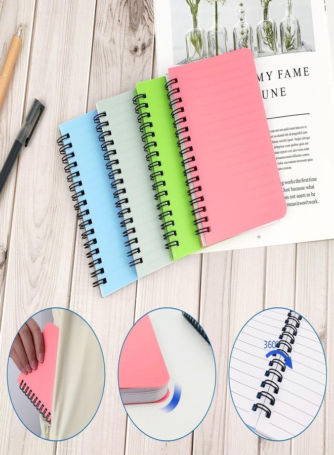 KTOJOY Spiral Notebook 4 Pack Small Pocket Notebook 4.1''x5.9'' A6 Mini Journal Plastic Hardcover Ruled Notebook 4 Color 480 Pages for School Work and Aesthetic Gift Office Supplies for Teen Girls,Boys - Image 4