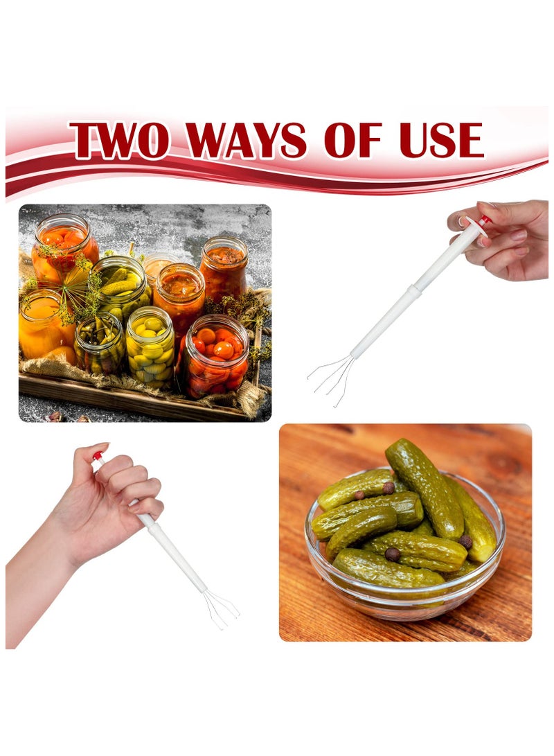 SOLARAE Pickle Picker Set of 4, Stainless Steel and Plastic Pickle Pincher Olive Pepper, 8 Inch Deluxe Pickle Grabber Tool, Pickle Jar Fork for Kitchen Food Olive Pepper Cucumber Pickle, White - Image 3