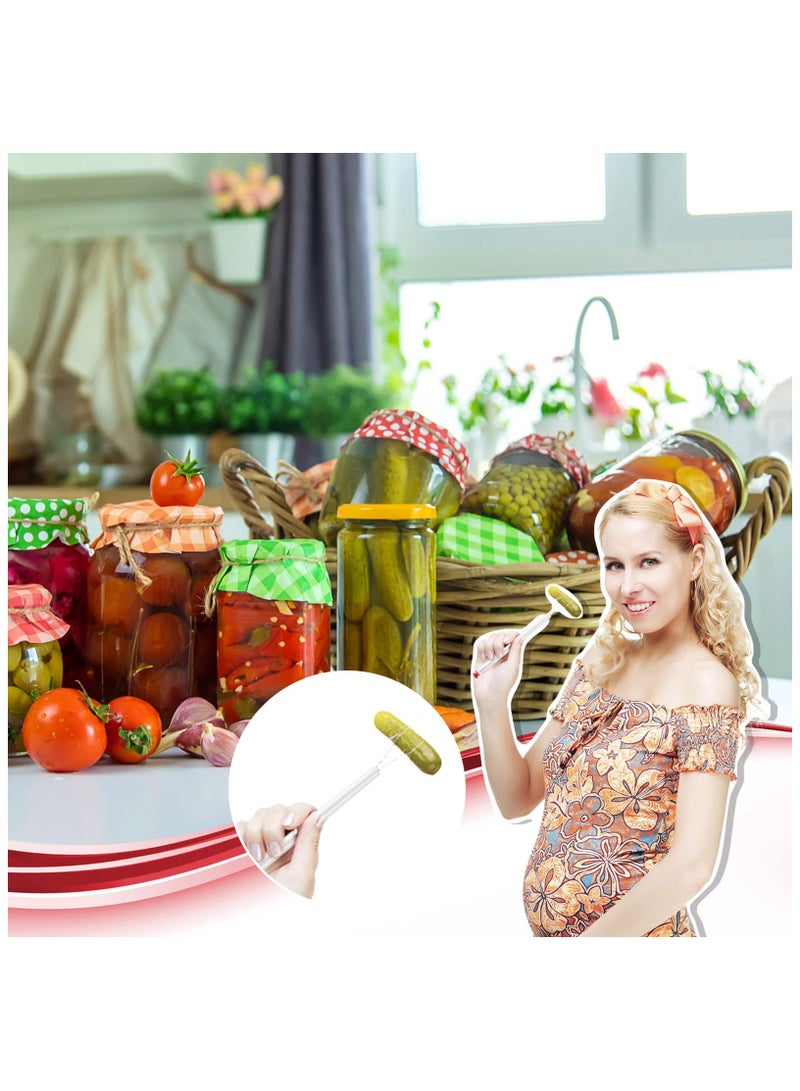 SOLARAE Pickle Picker Set of 4, Stainless Steel and Plastic Pickle Pincher Olive Pepper, 8 Inch Deluxe Pickle Grabber Tool, Pickle Jar Fork for Kitchen Food Olive Pepper Cucumber Pickle, White - Image 4